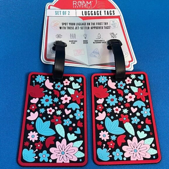 FLORAL FLOWERS SET OF 2 EASY TO SEE UNIQUE LUGGAGE / BAG TAGS TRAVEL / TRAVELING - Picture 10 of 10